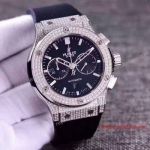 Swiss Hublot Replica Big Bang King Watch Bands Diamonds Watch - Black Dial Black Rubber